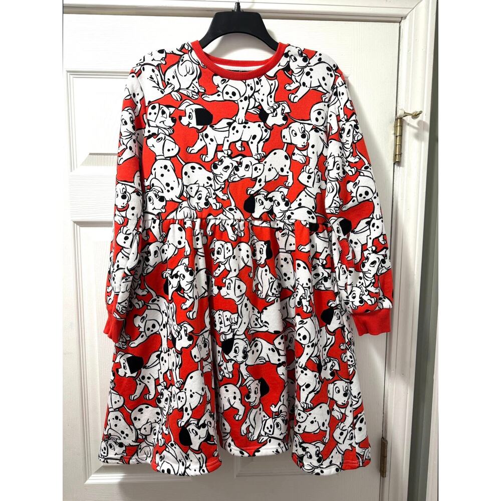 Cakeworthy M Disney 101 Dalmatians Dogs Fleece Sweatshirt Mini Dress Medium